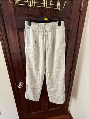 Light Beige Drawstring Linen Blend Men’s Pants